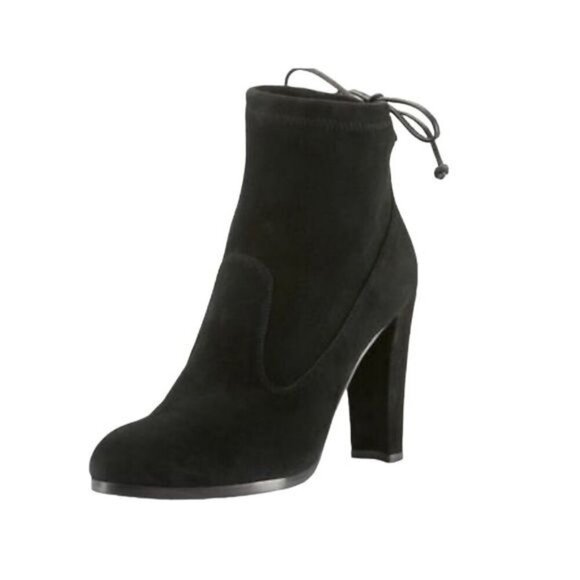 Stuart Weitzman Catch Suede Leather Ankle Tie Bootie Black Size 8.5 - Picture 1 of 16